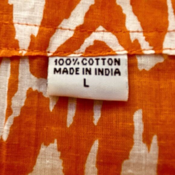 Women’s Tropical Orange + White Patterned Tunic, Light Tissue Cotton Size: L - Picture 11 of 12